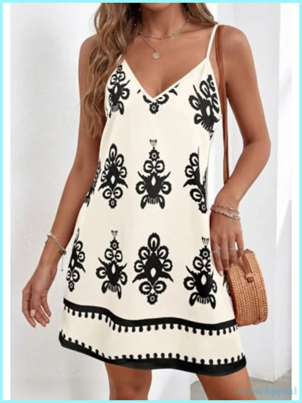 Sleeveless V-Neck Spaghetti Strap Floral Mini Dress Casual Summer Beach